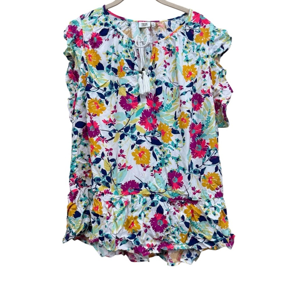 True Craft Flowy Floral Plus Size Top 2X EUC